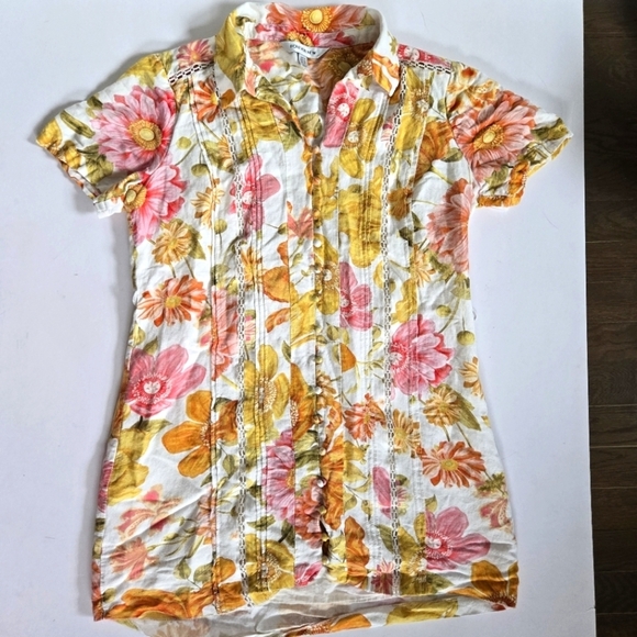 Floral Linen Mini Shirt Dress Forever New Brooke made in Aus sz US 10 - Picture 4 of 14